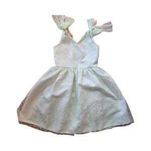 Rare Editions Green Clip Dot Dress with Tulle Overlay Size: 10